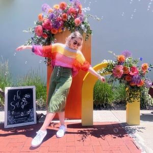 Maeve colorblock poncho one size